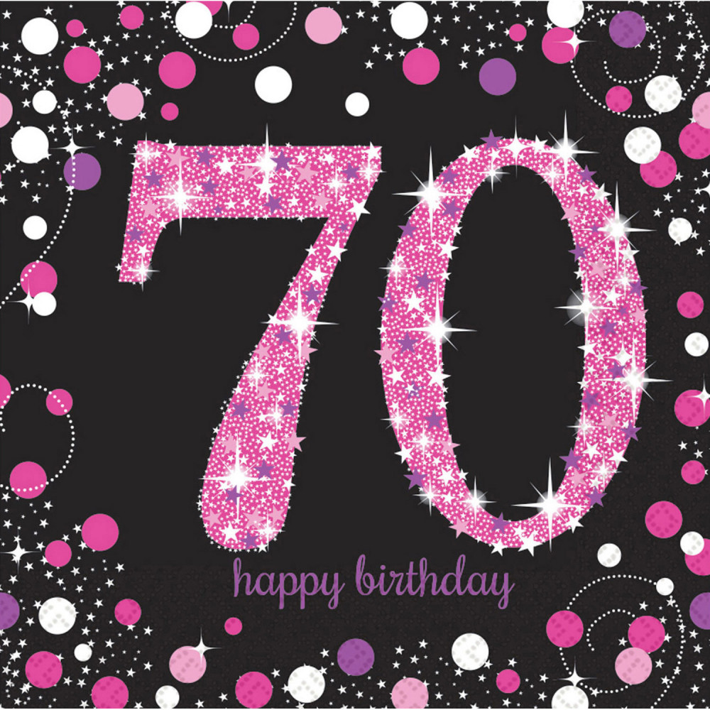 Happy Birthday 70 Pink szalvéta 16 db-os 33x33 cm