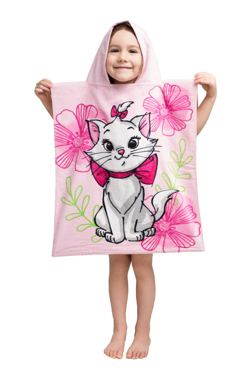 Disney Marie Pink Flower strand törölköző poncsó 50x115cm