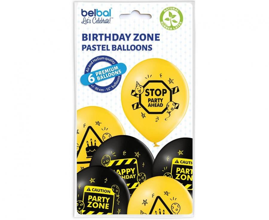 Birthday Zone léggömb, lufi 6 db-os 12 inch (30 cm)