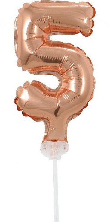 Rose Gold 5-ös szám fólia lufi tortára 13 cm