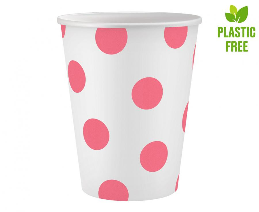 Rózsaszín Pink Polka Dots papír pohár 6 db-os 250 ml