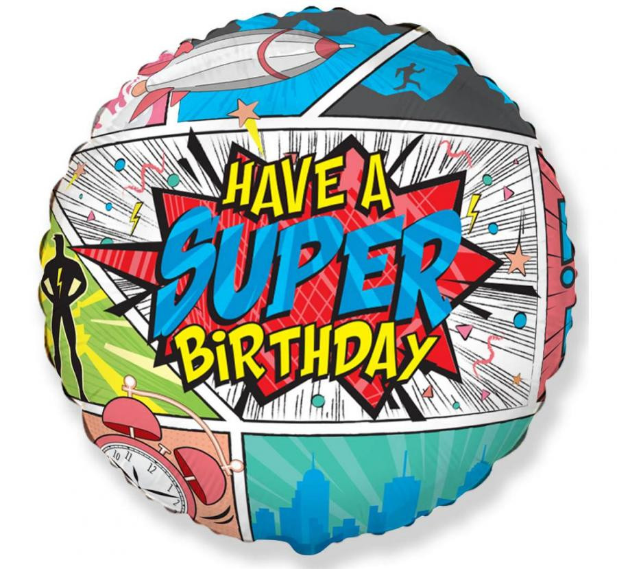 Super Birthday Comic fólia lufi 46 cm (WP)