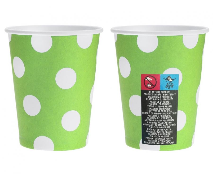 Zöld Green Polka Dots papír pohár 6 db-os 270 ml