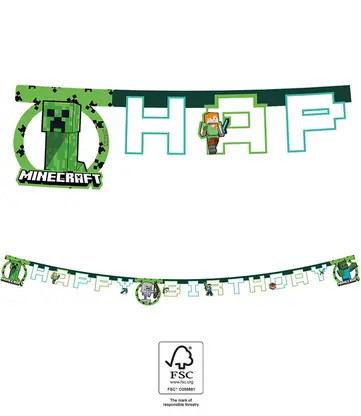 Minecraft Green Happy Birthday felirat FSC 2 m