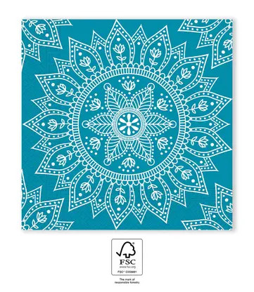 Mandala Petrol White szalvéta 20 db-os, 33x33 cm FSC