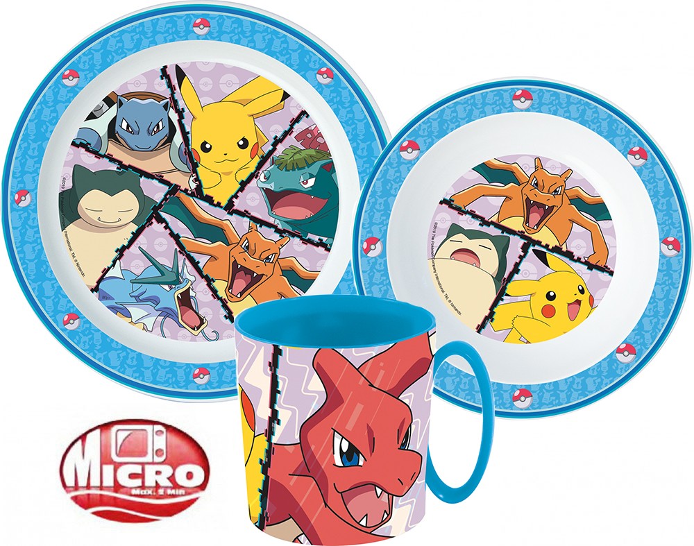 Pokémon étkészlet, micro műanyag szett bögrével 350 ml